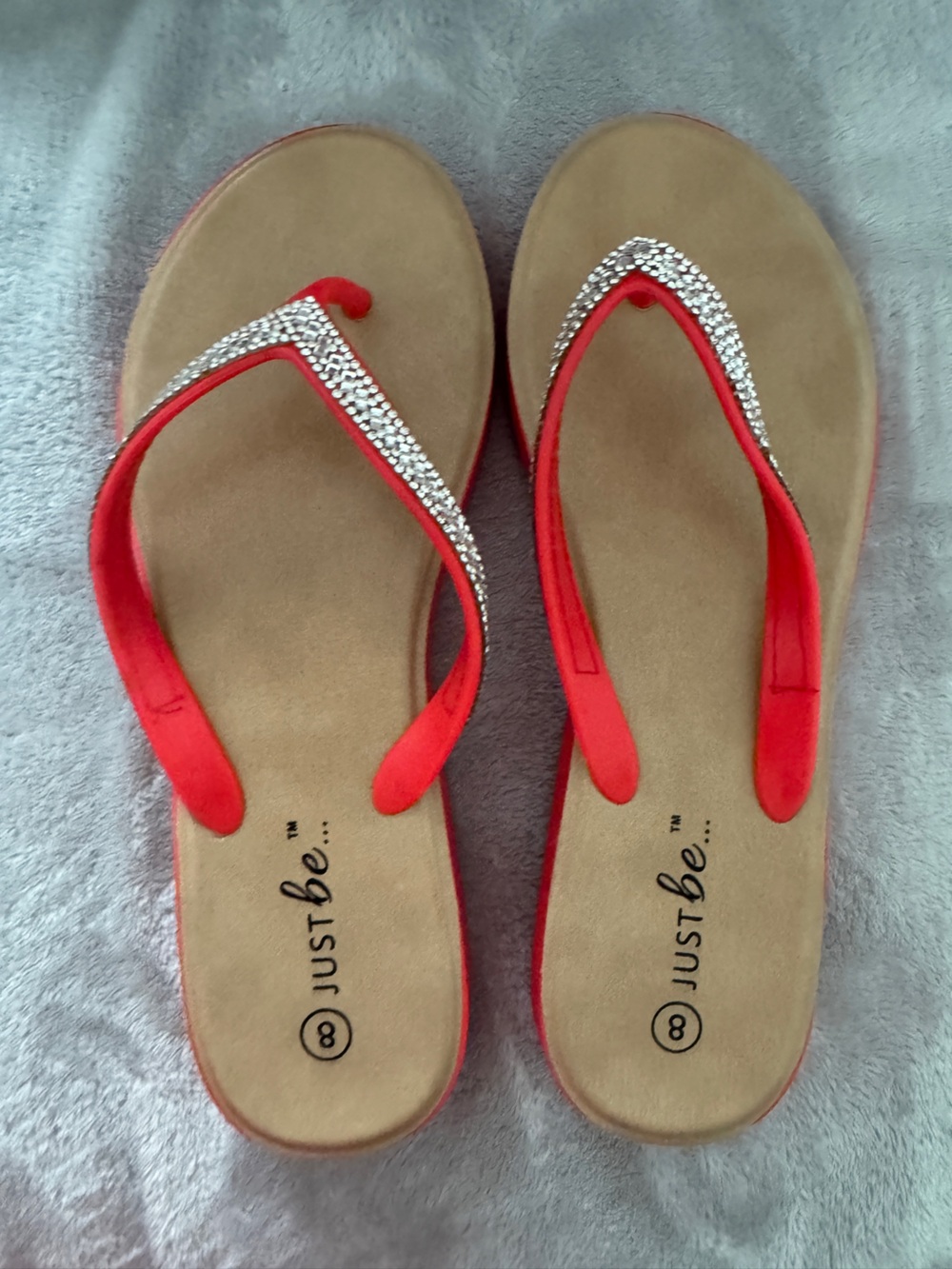 red rhinestone flip flops